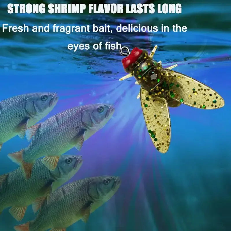 Bionic Fly Fishing Bait Winged Insect Bait White Strips Turn Up Your Mouth Sea Bass Predatory Freshwater Bait