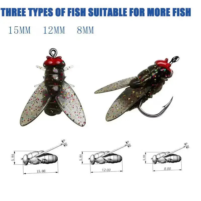 Bionic Fly Fishing Bait Winged Insect Bait White Strips Turn Up Your Mouth Sea Bass Predatory Freshwater Bait